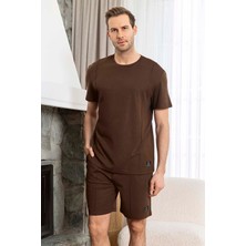 Aydoğan Erkek Kısa Kol Şortlu Bambu Pijama Takımı 260019 Kahverengi