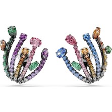 Swarovski Matrix Küpe Karışık Kesim Buket Çok Renkli Rutenyum Kaplama