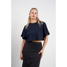 HANIQA Kadın Crop Kısa Kollu Yazlık T-Shirt 36-42 | 25191