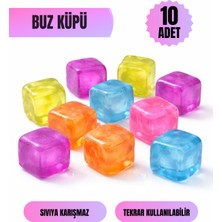Van Vleck 10’lu Renkli Silikon Buz Küpü – Tekrar Kullanılabilir Buz Taşı, Içecek Soğutucu Küp Seti
