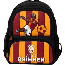 Galatasaray Lisanslı Victor Osimhen Okul Çantası - 3 Bölmeli Suni Deri Panelli Ilkokul Sırt Çantası