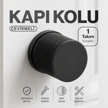 Badem10 (1 Takım-Çift) Rock-O Mat Siyah Karşılıklı Oda Kapı Kolu Dayanıklı Metal Çevirmeli Kapı Kolu