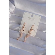 Uravas Store Xupi̇ng Rose Renk Zirkon Taşlı Kertenkele Model Halka Küpe - TJ-BKP9368