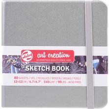 Talens Tac Gümüş Renkli Sketch Book 12X12 cm 140 gr 80 Sayfa Yüksek Kalite