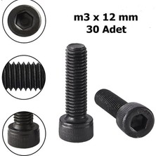 Venoa m3x12 mmAlyan Başlı İmbus Civata 8.8 Kalite DIN 912 Siyah - 30 Adet