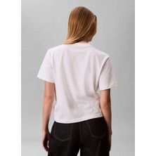 Calvin Klein Jeans Beyaz Kadın Baskılı T-Shirt Ss Graphıc Boxy Tee