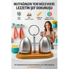 Uravas Store Mey Ithalat® Ahşap Standlı Inox Paslanmaz Çelik Yumurta Formlu Tuzluk Biberlik Seti 723146