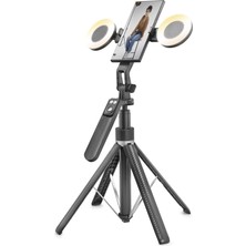 Uravas Store Telefon Tripodu ve Selfie Çubuğu Seti Bluetooth Kumandalı LED 180 cm - Siyah ND1032