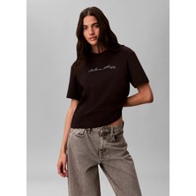 Calvin Klein Jeans Siyah Kadın Baskılı T-Shirt Ss Graphıc Boxy Tee