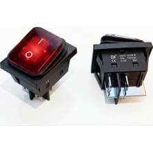 Anahtar Büyük On ~ Off Kırmızı   Işıklı 30A 220V  KCD2-201NW-B 4 Pin