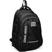 Coral High Sport Siyah Dört Bölmeli Sırt Çantası 23452 Polyester Malzemeden Üretilmiş Erkekler İçin