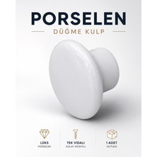 Nzb Oval Porselen Yuvarlak Beyaz Renk Kulp Mobilya Gardrop Dolabı Kapak Kulpu Çekmece Kulbu (1 Adet)