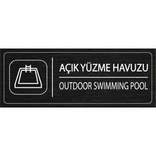 Mayeka Açık Yüzme Havuzu İsimlik Siyah Metal Kapı İsimliği Levhası Yönlendirme Tabelası