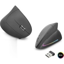 Uravas Store Ergonomik Dikey Gaming Mouse Dual Mode 1600 Dpi Sessiz Rgb - Siyah ND1211