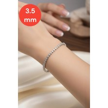 Moda Gümüş 925 Ayar Gümüş Su Yolu Kadın Bileklik Yuvarlak Kesim 3.5 mm