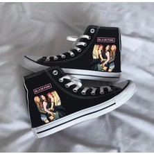 Ymn Ayakkabı Black Pink Baskılı Siyah Bilekli Spor Ayakkabı Çocuk Sneaker Blackpink