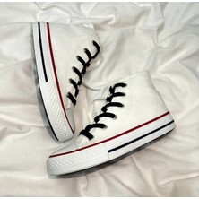 Ymn Ayakkabı Siyah Bağcıklı, Beyaz Bilekli Spor Ayakkabı Çocuk Sneaker