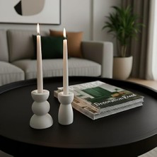 Lumi Home 2'li Set Sütun Şamdan Mumluk Minimalist Uzun Mum Için Dekoratif Masaüstü Aksesuarı Iskandinav Stil