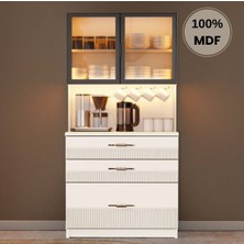 Comiet Menekşe Mdf Kahve Köşesi Dolabı Çekmeceli Işıklı