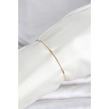Uravas Store cm 14K Gold Renk Barlı Yılan Zincir Model Kadın Bileklik