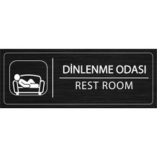 Mayeka Dinlenme Odası İsimlik Siyah Metal Kapı İsimliği Levhası Yönlendirme Tabelası