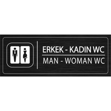 Mayeka Erkek Kadın Wc İsimlik Siyah Metal Kapı İsimliği Levhası Yönlendirme Tabelası