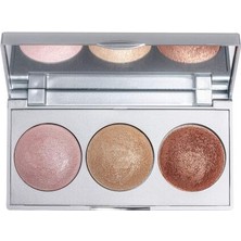 Golden Rose Fırınlanmış Üçlü Aydınlatıcı Paleti - Pink Gold Bronz Renk ile ışıltılı Hacim