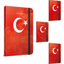 Gıpta Sonsuza Kadar Iplik Dikişli Sert Kapaklı Lastikli Defter - 13X21 120 Yaprak Çizgili Ajanda - Bayrak Motifli - Türk Bayrağı ( Kopart Kullan Sayfalar )