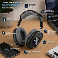 GUNKES Bluetooth Kablosuz Kulaklık LED Ekranlı | Şarj Göstergeli Kulak Üstü