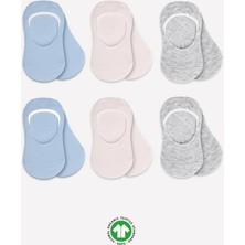Uravas Store Mey Ithalat®   6'lı Silikonlu Babet Penye Çorap 30101 Mavi Ekru Gri
