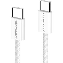 Uravas Store DC130 2m 60W Type-C To Type-C Örgülü Hızlı Şarj Kablosu - Beyaz