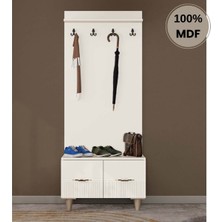 Comiet Menekşe Mdf Ayaklı Tasarım Askılıklı Portmanto Ayakkabılık