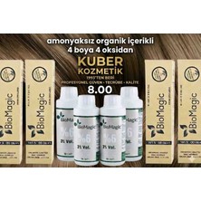 Biomagic 8.00 Açık Kumral Organik Içerikli Amonyaksız Kalıcı Saç Boyası 4boya +4oksidan