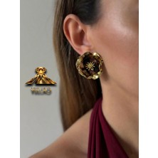 Çiçek Leopar Detaylı Küpe