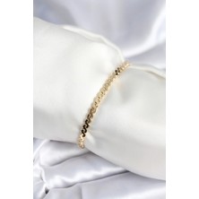 Uravas Store Pirinç Gold Renk Yassı Zincir Model Kadın Bileklik