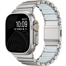 Ceponya Apple Watch Ultra 49MM Uyumlu Kordon Metal Kasa Silikon Iç Kısım Tasarım