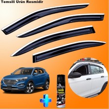 Caraks Tucson Mügen Cam Rüzgarlığı Abs Nikelaj Krom Cam Rüzgarlığı 2015-2021 + Ebrayn Lastik Parlatıcı
