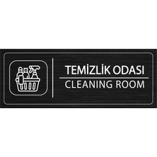 Mayeka Temizlik Odası İsimlik Siyah Metal Kapı İsimliği Levhası Yönlendirme Tabelası