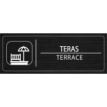 Mayeka Teras İsimlik Siyah Metal Kapı İsimliği Levhası Yönlendirme Tabelası