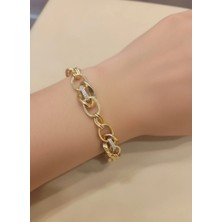 Moda Gümüş 925 Ayar Gümüş Altın Kaplama Kadın Hallow Bileklik
