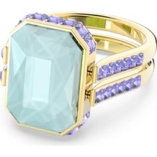 Swarovski Orbita Yüzük Octagon Cut Renkli Sari Altin Rengi Kaplama 50