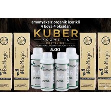 Biomagic 5.00 Açık Kahve Organik Içerikli Amonyaksız Kalıcı Saç Boyası 4boya +4oksidan