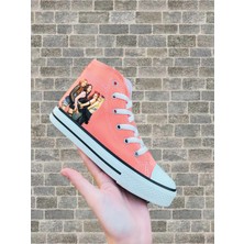 Ymn Ayakkabı Black Pink Baskılı Nar Çiçeği Bilekli Spor Ayakkabı Çocuk Sneaker Blackpink