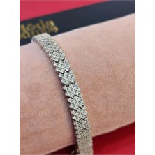 Moda Gümüş 925 Ayar Gümüş Su Yolu Kesim Zirkon Taşlı Su Yolu Kadın Bileklik