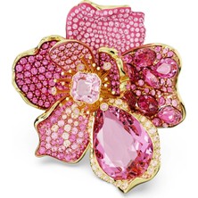 Swarovski Florere Yüzük Flower Pave Pembe Sari Altin Rengi Kaplama 58