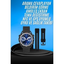 Uravas Store Akıllı Saat Çelik Kordonlu Amoled Ekran Android ve Ios Uyumlu Çağrı Cevaplayabilen