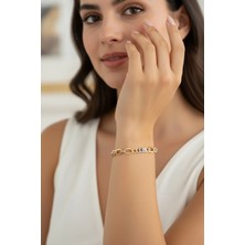 Moda Gümüş 925 Ayar Gümüş Altın Kaplama Kadın Hallow Bileklik