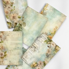 Henno A6 (10,5X14,8 Cm) 6’lı Soft Vintage Çiçek & El Yazısı Scrapbook Mektup Kağıdı