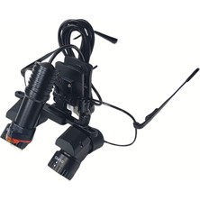 Barishan Barışhan Medikal Siyah Metal Çerçeveli 45° Açılı Loupe Büyüteç Gözlük 5X-450 5W Ayarlanabilir Işıklı Sabit Pupil Mesafeli Dişçi Gözlüğü