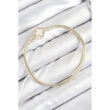 Uravas Store Pirinç Charm Zirkon Taşlı Yonca Model Gold Renk Kadın Bileklik